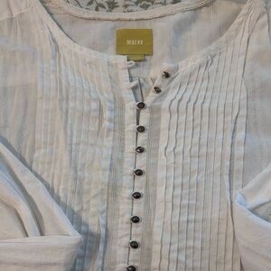 Maeve from Anthropologie White Blouse with Tuxedo Details XL